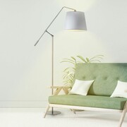 Srebrna lampa stojąca do salonu FOYA w stylu skandynawskim