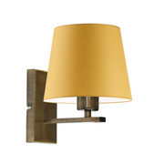Kinkiet do sypialni nad łóżko HVAR musztardowy abażur i stare złoto