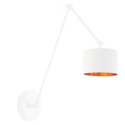 Biały regulowany kinkiet ścienny na wysięgniku TESNUS GOLD