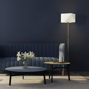 Nowoczesna lampa podłogowa z białym abażurem ze złotym wnętrzem ANKARA GOLD