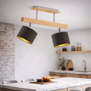 Nowoczesna czarna lampa sufitowa 2-punktowa EPIR GOLD drewniana regulowana LED