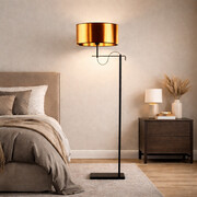 Loftowa lampa stojąca do sypialni na czarnym stelażu KAMERUN MIRROR