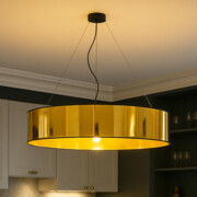 Duża złota lampa sufitowa nad stół 100 cm z abażurem PORTO MIRROR fi - 100 cm