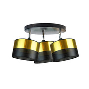 Czarna lampa sufitowa 3-płomienna regulowana DAKOTA GLAM złote klosze