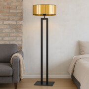 Designerska lampa stojąca do salonu w kolorze złota i czerni KALIFORNIA MIRROR