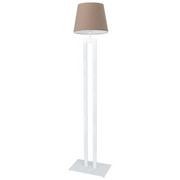 Biała lampa stojąca z beżowym abażurem do salonu VEGAS