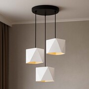 Biała 3 płomienna lampa wisząca nad stół MAJORKA GOLD w stylu glamour