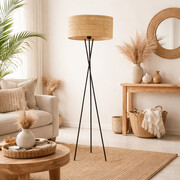 Czarna lampa stojąca trójnóg w stylu boho PARYŻ BOHO