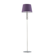 Srebrna lampa stojąca z fioletowym abażurem SEUL do salonu w stylu art deco