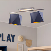 Granatowy plafon sufitowy do salonu AKRON GOLD z regulacją kąta padania światła