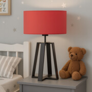 Czarna lampka nocna z czerwonym abażurem THOR