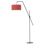 Srebrna lampa stojąca w stylu glamour BILBAO lampa podłogowa regulowana z tkaninowym abażurem