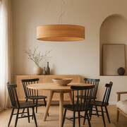 Duża lampa wisząca do salonu z abażurem 80 cm PORTO ECO fi - 80 cm - kolor dąb sonoma