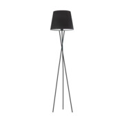 Metalowa lampa podłogowa na trójnogu TOKIO VELUR z abażurem ze złotym wnętrzem
