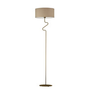 Beżowa lampa stojąca z materiałowym abażurem MORONI do salonu lub sypialni