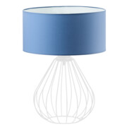 Biała lampka nocna z błękitnym kloszem LUKKA