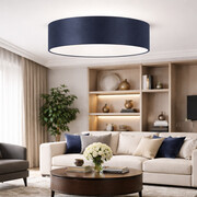 Granatowa lampa sufitowa do salonu z abażurem o średnicy 100 cm x 25 cm MEDINA fi - 100 cm