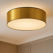 Złota lampa sufitowa do kuchni DUBAJ MIRROR fi - 60 cm z okrągłym abażurem