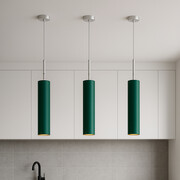 Lampa wisząca do kuchni tuba ELBA GOLD z abażurem w kolorze zieleni butelkowej ze złotym wnętrzem
