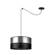 Czarna lampa wisząca z możliwością regulacji WAIKIKI W1 GLAM ze srebrnym kloszem 40 cm