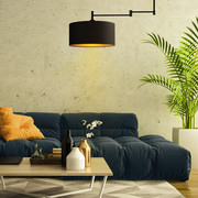 Czarna lampa wisząca na wysięgniku do jadalni RANGUN GOLD