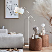 Biała lampa podłogowa na wysięgniku ruchomym LIBERIA GLAM do czytania