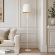 Biała lampa podłogowa glamour z abażurem ze złotym wnętrzem SEUL GOLD