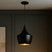 Metalowa lampa wisząca do salonu LED LOLLIPOP czarna ze złotym wnętrzem