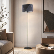 Lampa stojąca w stylu skandynawskim FIDŻI z szarym abażurem