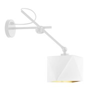 Biała lampka ścienna z regulowanym ramieniem w płaszczyźnie góra - dół TIRANA GOLD