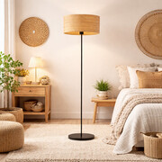 Rattanowa lampa stojąca do sypialni w stylu boho WERONA BOHO