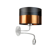 Chromowany kinkiet ścienny z panelem LED glamour z czarno-miedziantym abażurem LED CAPRI GLAM