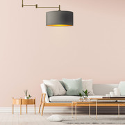 Szara lampa sufitowa na wysięgniku z abażurem RANGUN GOLD