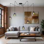 5-punktowa lampa wisząca pająk GALO LOFT L5 z regulacją wysokości