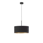 Czarny żyrandol z welurowym kloszem SINTRA VELUR fi - 40 cm - kolor czarny ze złotym wnętrzem