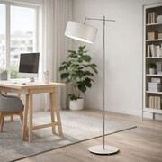 Srebrna lampa podłogowa w stylu skandynawskim MELTON regulowana lampa stojąca do salonu