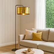 Czarno-złota lampa stojąca BOLIVIA MIRROR oświetlenie premium w stylu glamour