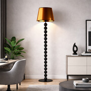 Nowoczesna lampa podłogowa z kulkami BANGKOK MIRROR czarno-miedziana