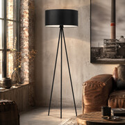 Czarna lampa podłogowa do sypialni w stylu loft SEWILLA na 3 nóżkach