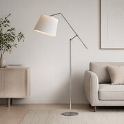 Srebrna lampa stojąca do salonu z regulacją wysokości FOYA w stylu skandynawskim