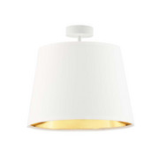 Biała plafoniera do salonu KAIR GOLD z tkaninowym abażurem ze złotym wnętrzem