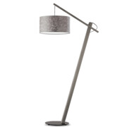 Designerska lampa stojąca drewniana z abażurem TORINO