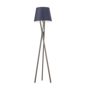 Lampa stojąca skandynawska drewniana ANDORA z granatowym abażurem