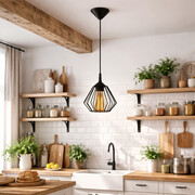 Czarna 1-płomienna lampa wisząca do kuchni druciana loft KENITRA LOFT