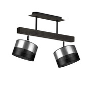 Drewniana lampa sufitowa na listwie z regulowanymi, srebrnymi kloszami EPIR GLAM z regulacją kąta padania światła