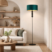 Czarna lampa podłogowa do salonu BERMUDY GOLD w stylu urban jungle