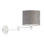 Biały kinkiet na wysięgniku z abażurem BRAGE VELUR