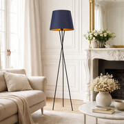Designerska lampa stojąca trójnóg do czytania w salonie TOKIO GOLD