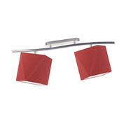 Srebrna lampa sufitowa na belce z czerwonymi abażurami CORONA regulowana