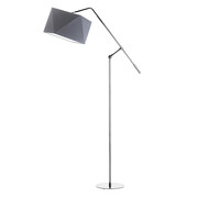 Srebrna lampa stojąca do salonu COLMA z regulowanym ramieniem do czytania